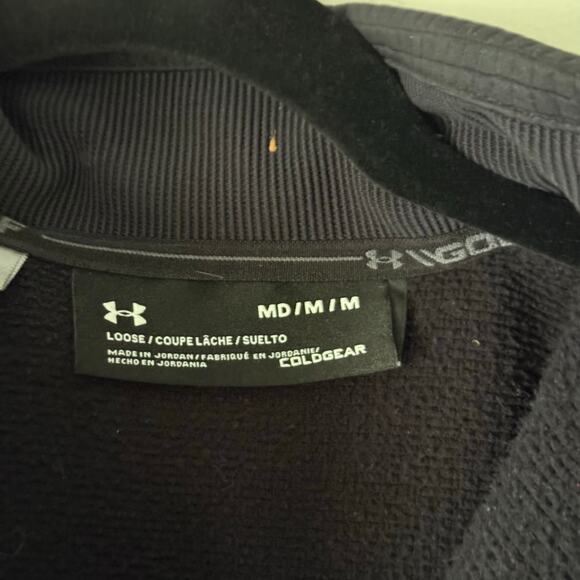 Under Armour ColdGear Black Snap‎ Pullover Size M Waffle Lined Quarter Button - Picture 5 of 10